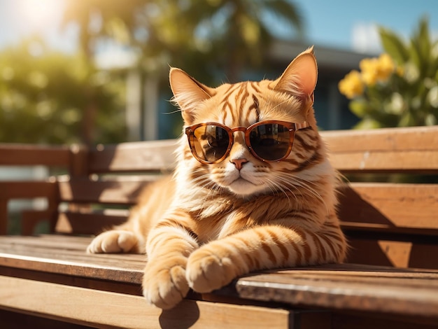 Gatinho adorável com óculos de sol.