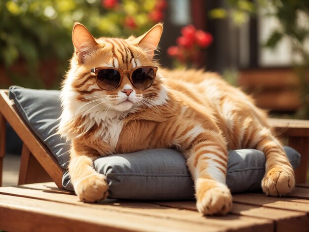 Gatinho adorável com óculos de sol.