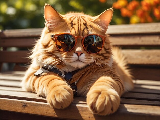 Gatinho adorável com óculos de sol .