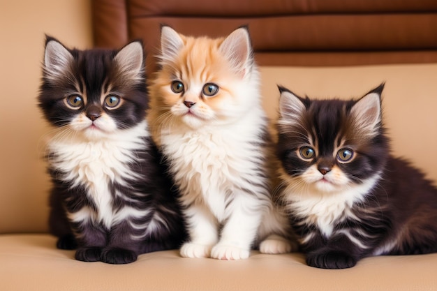 Foto gatinho adorável um bando de gatinhos aventuras de um gatinho fofo ia generativa