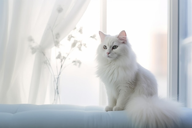 Gatinho branco e fofinho com olhos azuis