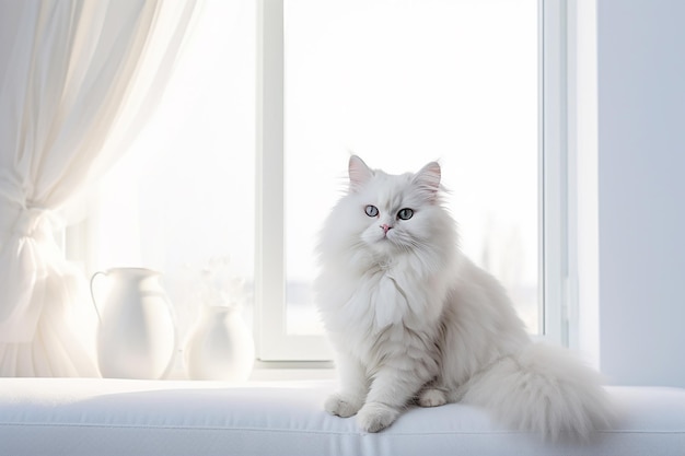 Gatinho branco e fofo com olhos azuis