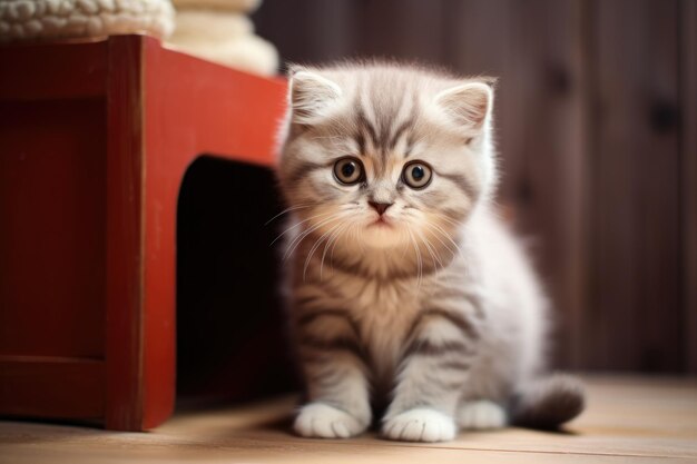 Gatinho britânico sentado no chão