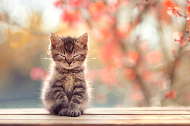 Gatinho cinzento com espaço para cópias