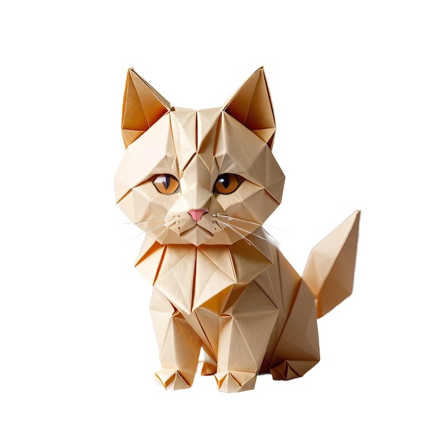 Gatinho colorido estilo origami feito de gato de papel artesanal