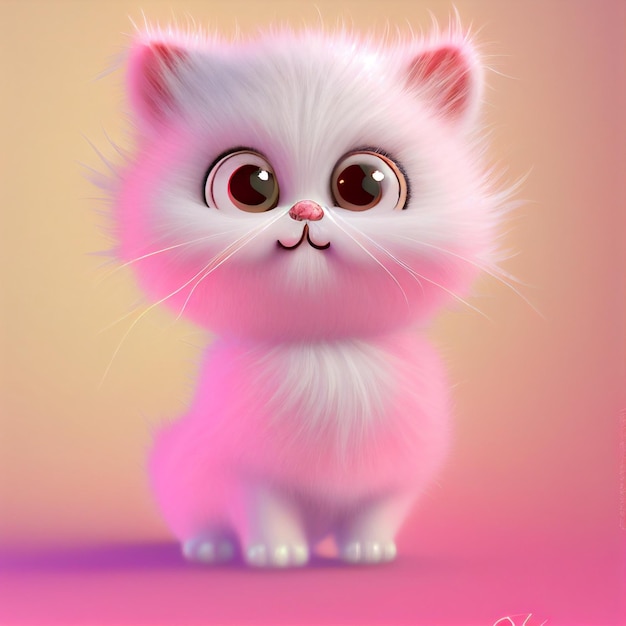 Gatinho de algodão doce rosa bebê confuso estilo de desenho animado