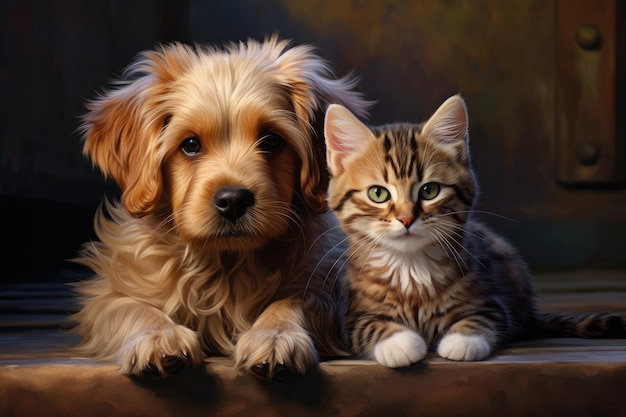 Gatinho e cachorrinho ai generative