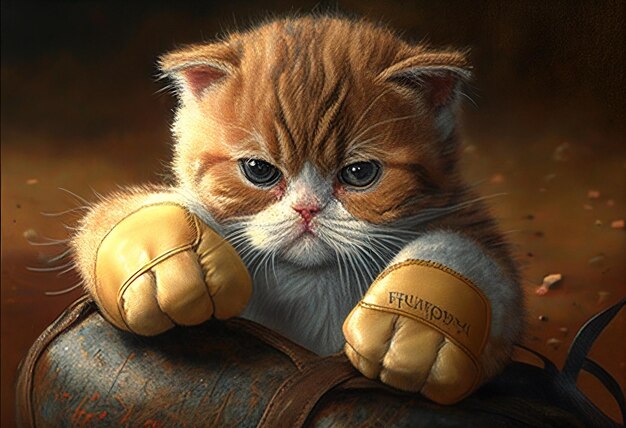 Gatinho em luvas de boxe AI Generated