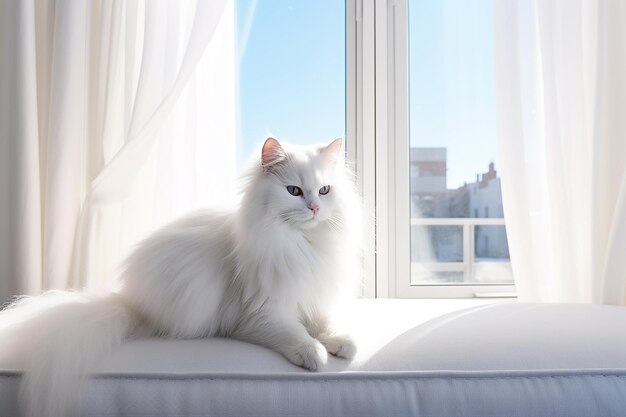 Gatinho Fofo Branco com Olhos Azuis