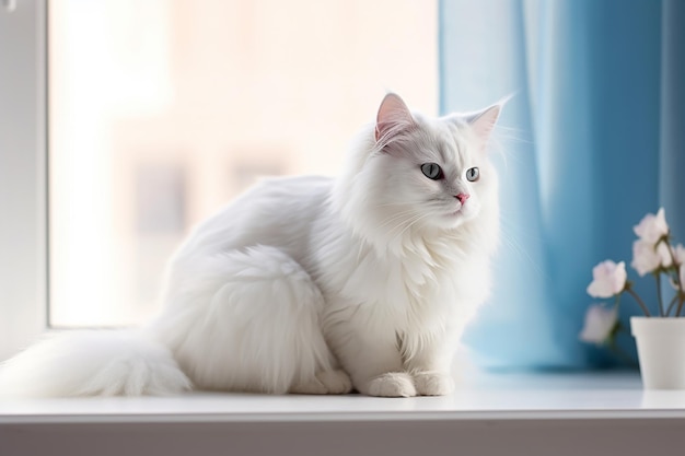 Gatinho Fofo Branco com Olhos Azuis