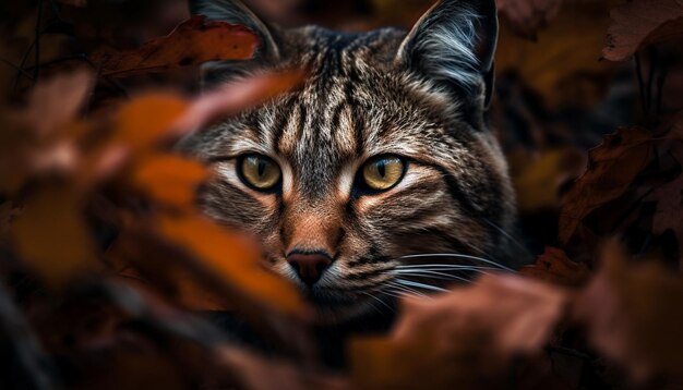 Gatinho fofo encarando a beleza da natureza em foco gerado pela IA