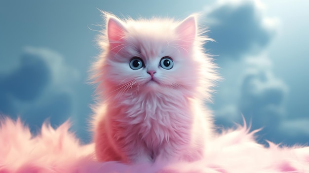 Gatinho rosa curioso com olhos largos Imagem adorável em fotografia de estoque