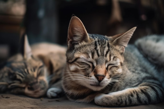 Gatinhos dormindo e descansando estão se divertindo