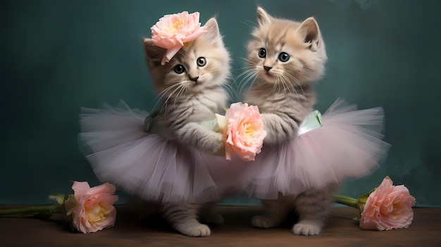 Gatinhos fofos posando vestidos com o tutu Generative AI