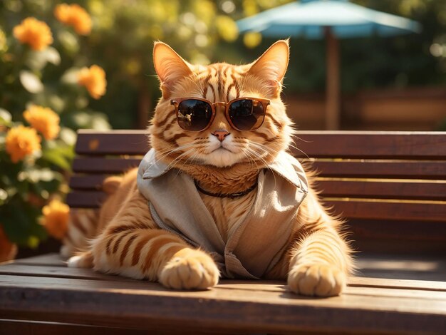 Un gatito adorable con gafas de sol