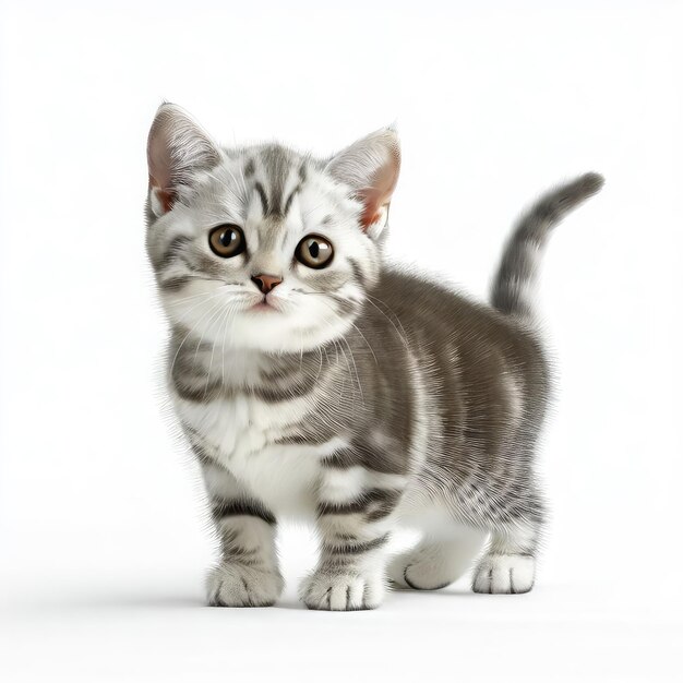 Foto el gatito americano de pelo corto juguetón es una ia generativa alegre.