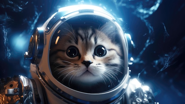 Un gatito astronauta en un traje espacial