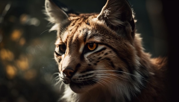 Gatito Bobcat mirando la belleza de la naturaleza capturado generado por IA