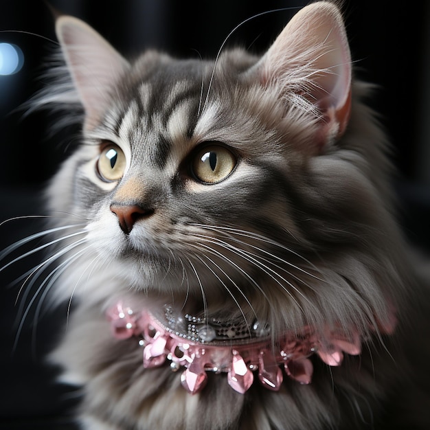 Un gatito bonito con un collar de lujo