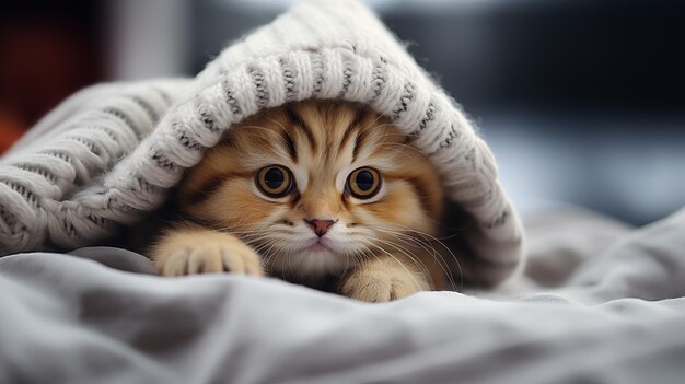 Un gatito divertido en un sombrero de año nuevo feliz espera y preparación para el año nuevo y Navidad