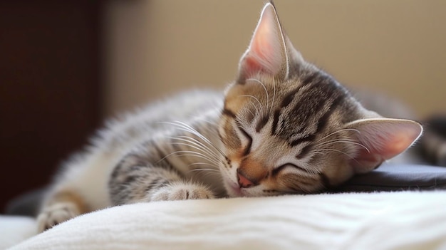 El gatito está durmiendo en la almohada IA generativa