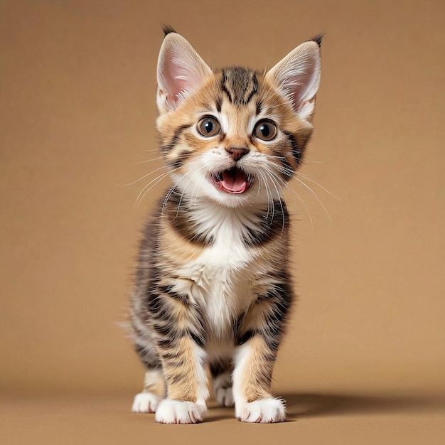 Foto gatito felino animal de compañía un gatito con la boca abierta