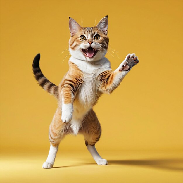 gatito felino animal de compañía un gato está saltando en el aire