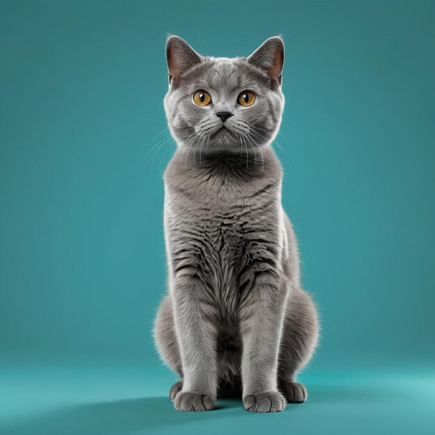 gatito felino animal de compañía un gato gris sentado sobre un fondo azul