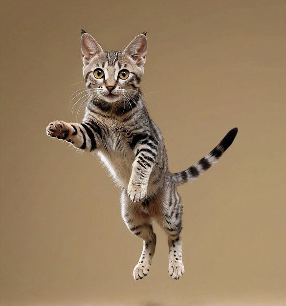 gatito felino animal de compañía un pequeño gatito saltando en el aire