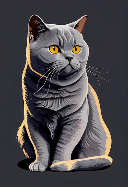 Gatito lindo británico de pelo corto Ilustración Tema de gato de ideas de regalo imprimible de vector de alta calidad