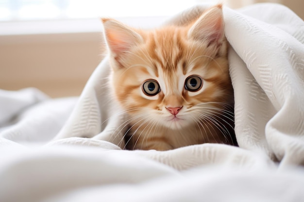 Un gatito lindo en una manta ai generativo
