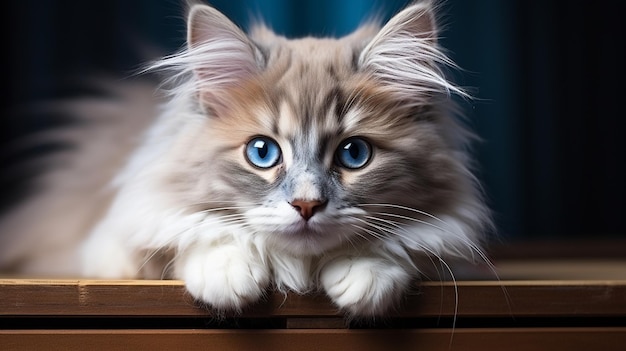 un gatito lindo con ojos púrpuras