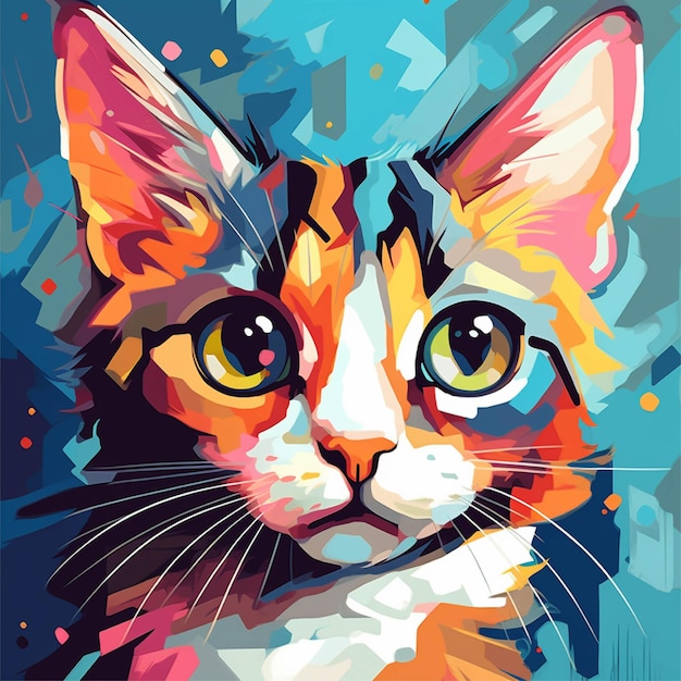 Gatito con ojos grandes wpap art pop art AI generado