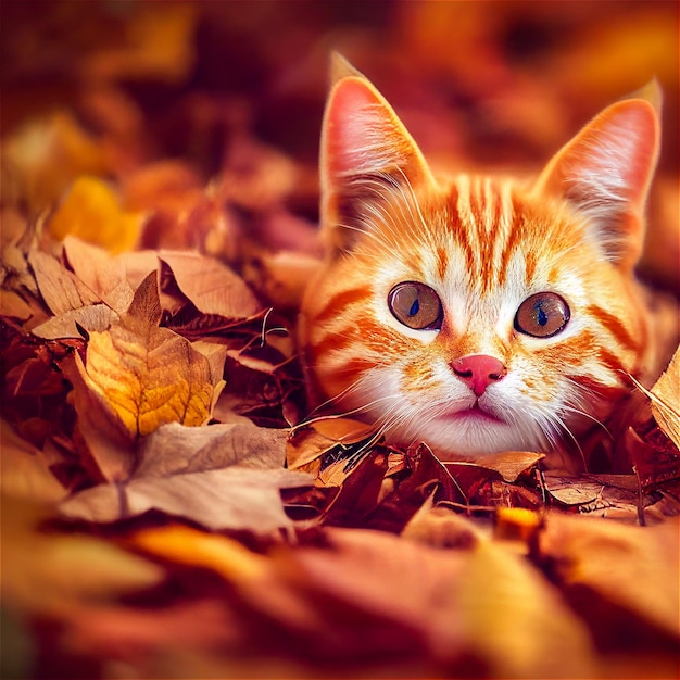 Gatito en otoño