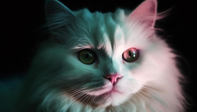 Foto gatito persa esponjoso mirando la belleza de la naturaleza generada por ia