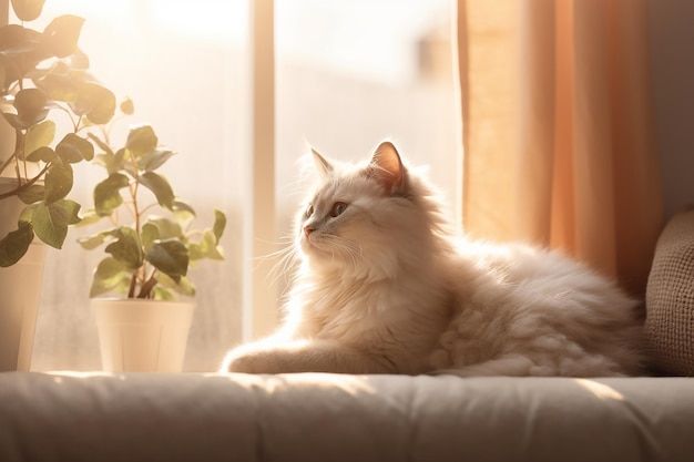 Gatito siamés en un sofá blanco