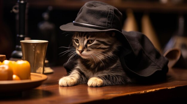 gatito con sombrero