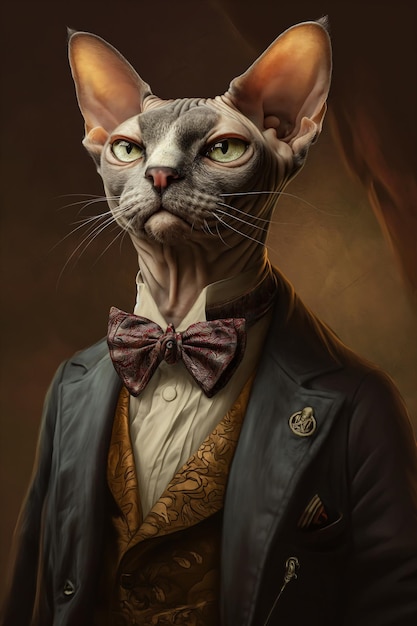 Foto gatitos gatos vistiendo traje pajarita retrato albino místico desconfiado arrogante arquímedes moderno