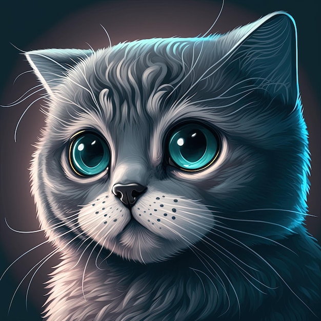 gato, 2d, ilustración, caricatura, gatito, icono