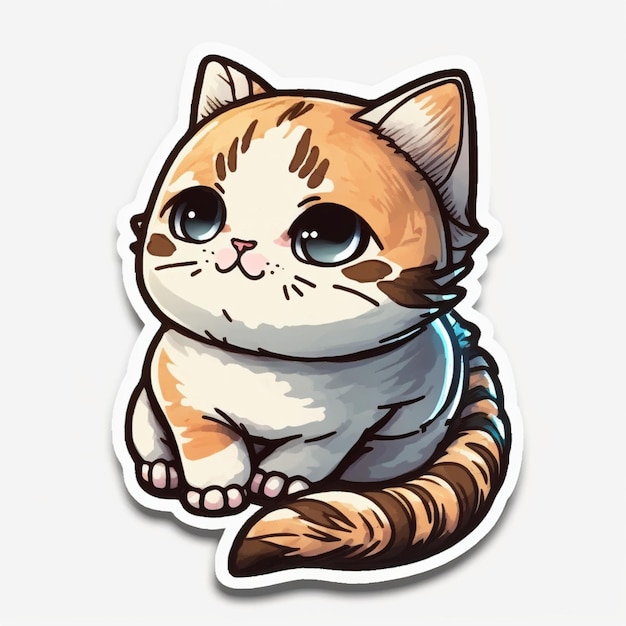 gato, adesivo, chibi, ilustração, fofo, bebê, crianças, bebê gato,