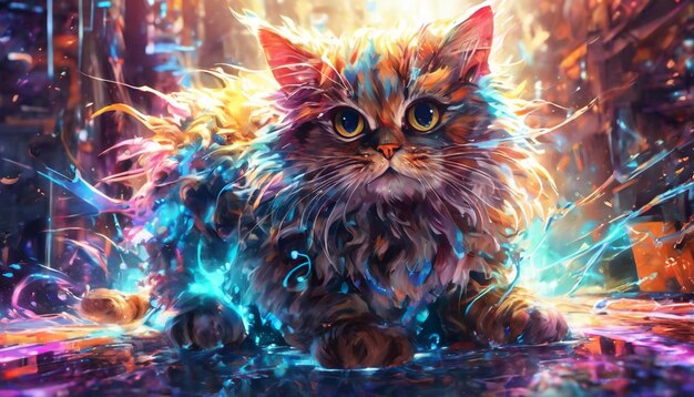 Un gato adorable futurista muy detallado.