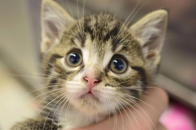 Un gato adorable en las manos