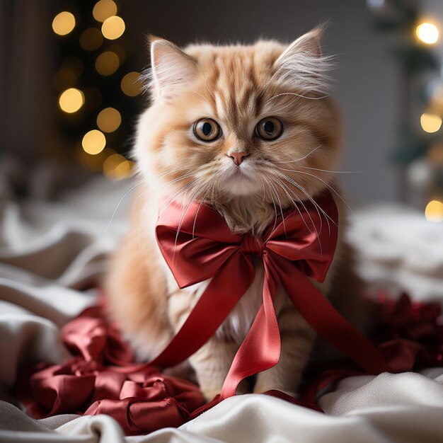 Un gato adorable con una pequeña y hermosa corbata