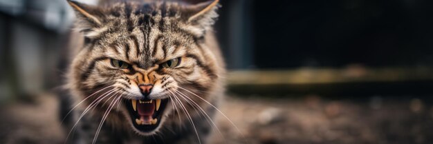 Foto gato agresivo y enojado de primer plano ia generativa