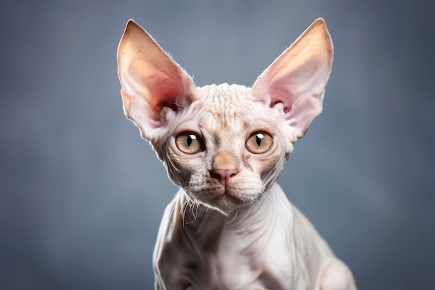 Un gato aislado en el fondo de la llanura gris