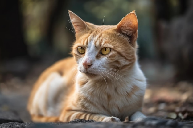 Un gato amarillo tímido