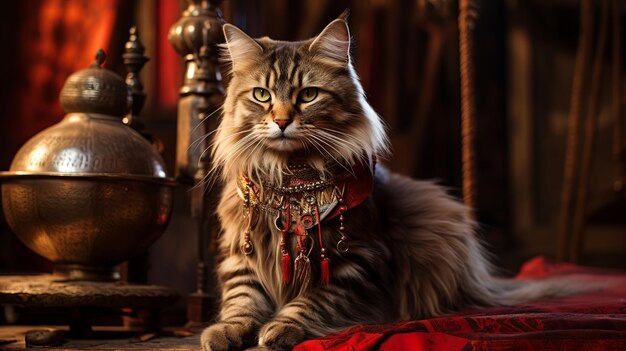 Foto el gato de anatolia en un entorno tradicional