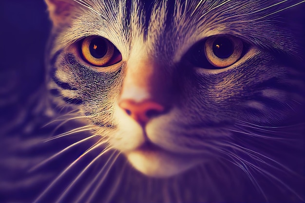 Gato animal Retrato de um gato Pintura de ilustração de estilo de arte digital