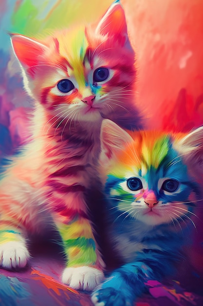 Foto un gato arcoiris con cara de arcoiris