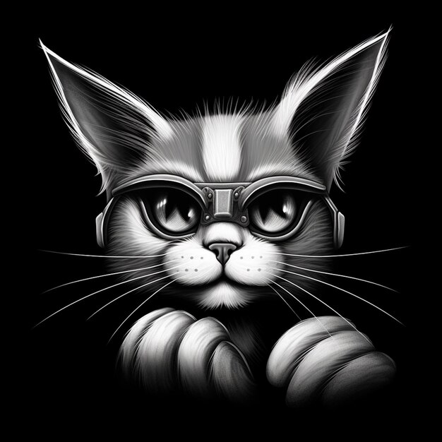 gato arrafado usando óculos e um par de óculos generativo ai
